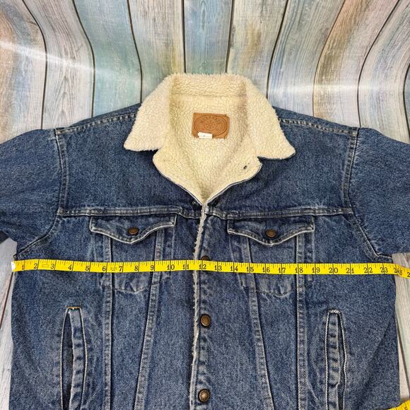 Vintage Denim Jean Jacket Weekends Sherpa Lined Made in USA M/L 80's Coat Retro - Picture 11 of 12